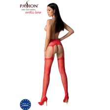 PASSION - S028 CALZE ROSSE CON GIARRETTIERA TAGLIA UNICA