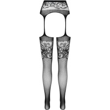 PASSION - S029 BLACK TIGHTS WITH GARTER ONE SIZE