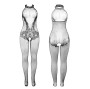 SUBBLIME - 951801 BODYSTOCKING SEM FUNDO DE REDE E RENDA COM GOLA ALTA PRETO TAMANHO ÚNICO