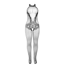 SUBBLIME - 951801 BODYSTOCKING RÉSILLE ET DENTELLE SANS FOURREAU COL MONTANT NOIR TAILLE UNIQUE