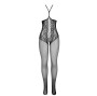 SUBBLIME - 951849 OPEN CUP FISHNET BODYSTOCKING AND HALTER NECK BLACK ONE SIZE