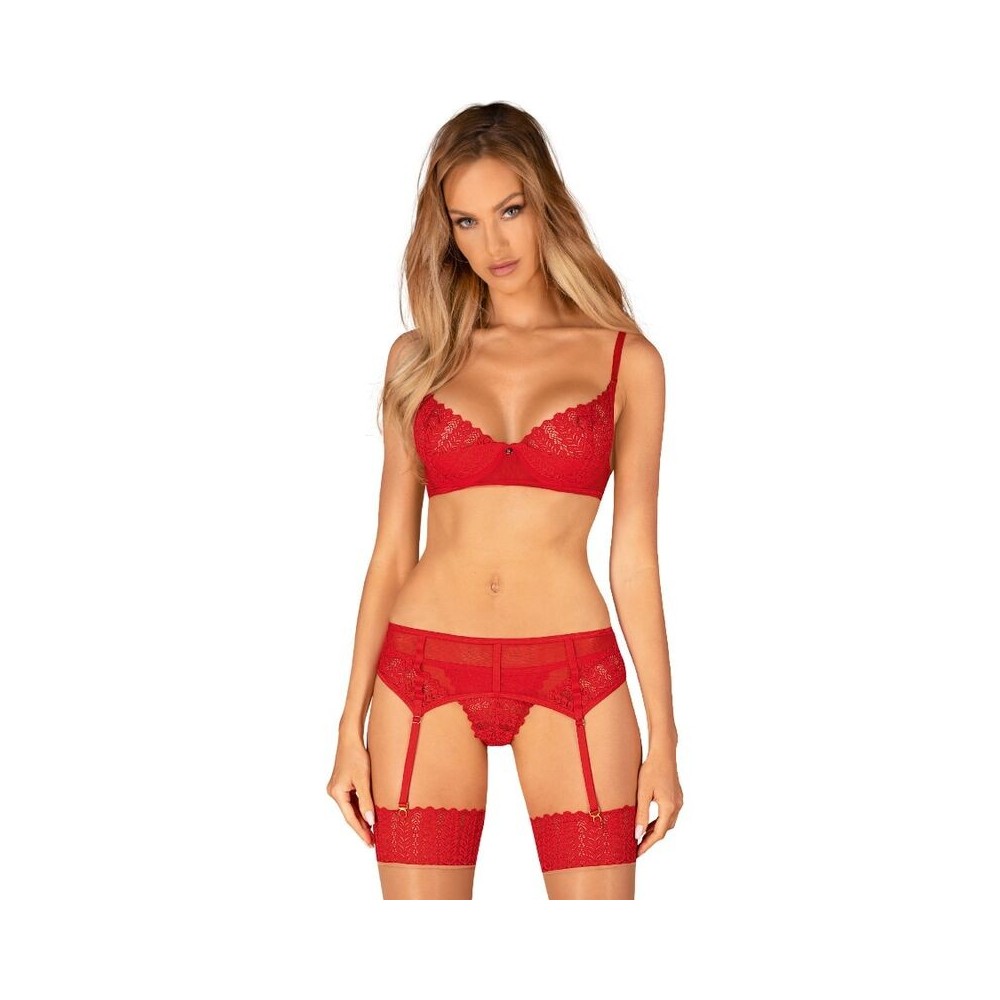 OBSESSIVE - INGRIDIA SET THREE PIECES RED XS/S