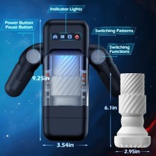 GAME CUP - THRUSTING VIBRATION MASTURBATOR WITH HEATING FUNCTION AND MOBILE SUPPORT - BLACK