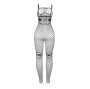 SUBBLIME - 952112 BODYSTOCKING A RETE CON DETTAGLI SU PETTO E PANCIA NERO TAGLIA UNICA