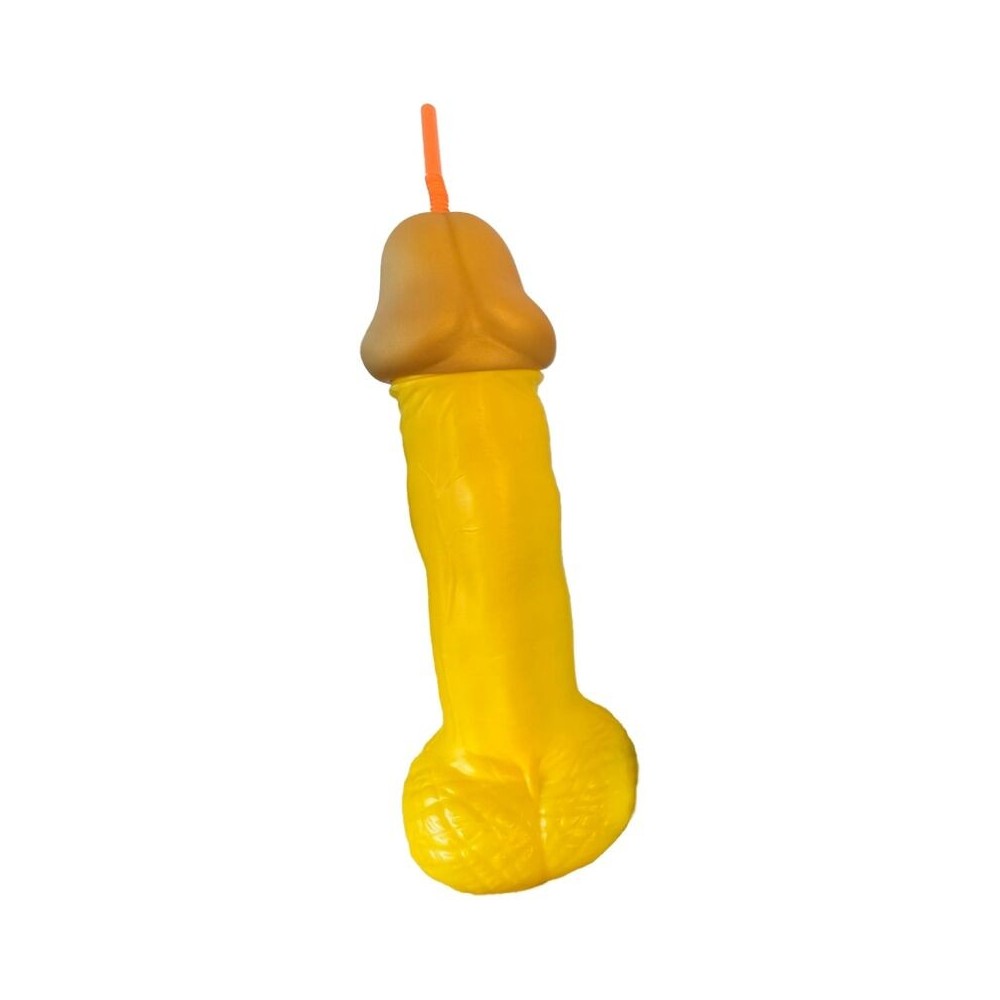 DIABLO PICANTE - VERRE PÉNIS EN PLASTIQUE JAUNE