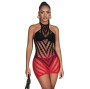 SUBBLIME - 952242 RED AND BLACK DEGRADED ELASTIC FISHNET DRESS ONE SIZE