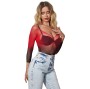 SUBBLIME - 952259 RED AND BLACK GRADIENT LONG SLEEVE ELASTIC FISHNET DRESS ONE SIZE