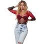 SUBBLIME - 952259 ROBE RÉSILLE ÉLASTIQUE MANCHES LONGUES DÉGRADÉ ROUGE ET NOIR TAILLE UNIQUE
