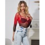 SUBBLIME - 952259 VESTITO ELASTICO A RETE MANICA LUNGA SFUMATO ROSSO E NERO TAGLIA UNICA