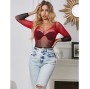 SUBBLIME - 952259 RED AND BLACK GRADIENT LONG SLEEVE ELASTIC FISHNET DRESS ONE SIZE