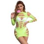 SUBBLIME - 952280 GREEN LONG SLEEVE ELASTIC FISHNET DRESS ONE SIZE