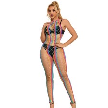 SUBBLIME - 952358 RAINBOW MESH NECKHOLDER-BODYSTOCKING XS/M