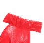 SUBBLIME - 952372 FISHNET AND LACE CROTCHLESS BODYSTOCKING WITH HIGH NECK RED ONE SIZE