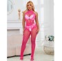 SUBBLIME - 952389 BODYSTOCKING RÉSILLE ET DENTELLE SANS FOURRURE AVEC COL MONTANT ROSE TAILLE UNIQUE