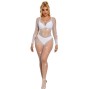 SUBBLIME - 952396 BODYSTOCKING DE REDE COM DIAMANTES MANGA COMPRIDA BRANCO TAMANHO ÚNICO