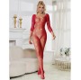 SUBBLIME - 952419 BODYSTOCKING A RETE CON STRASS MANICA LUNGA ROSSO XS/M