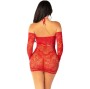 LEG AVENUE - MINI VESTIDO DE MALHA MANGA COMPRIDA OMBRO A OMBRO VERMELHO
