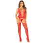 LEG AVENUE - CAMIGARTER + MEIAS + TANGA VERMELHA TAMANHO ÚNICO