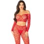 LEG AVENUE - CROP TOP + STOCKINGS RED ONE SIZE