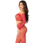 LEG AVENUE - CROP TOP + CALZE ROSSO TAGLIA UNICA