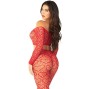 LEG AVENUE - CROP TOP + STOCKINGS RED ONE SIZE