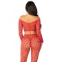 LEG AVENUE - CROP TOP + STOCKINGS RED ONE SIZE