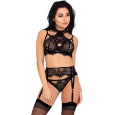 LIVCO CORSETTI FASHION - MAJALESA LC 90526 BH + STRUMPFGÜRTEL + HÖSCHE SCHWARZ