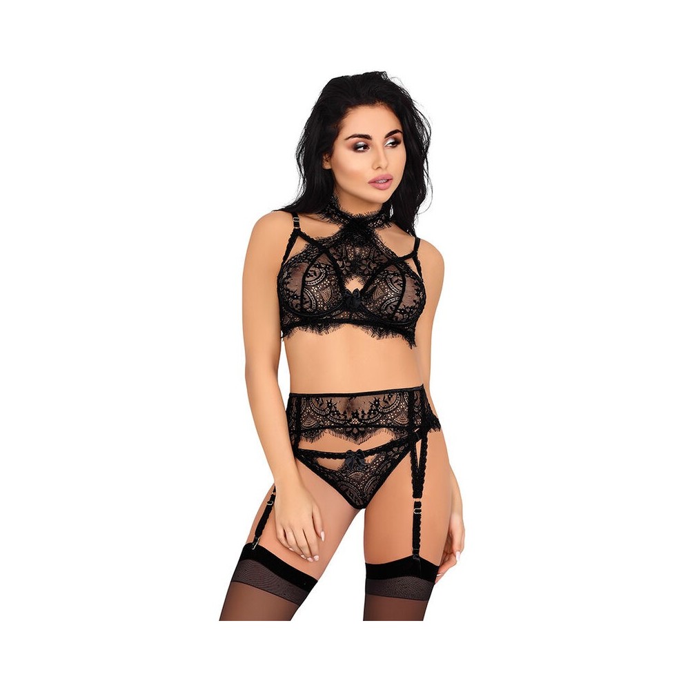 LIVCO CORSETTI FASHION - MAJALESA LC 90526 BRA + GARTER BELT + PANTY BLACK