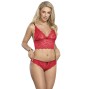 SUBBLIME - 953898 CHEMISIER DE NUIT EN SOIE ET DENTELLE + CULOTTE ROUGE S/M