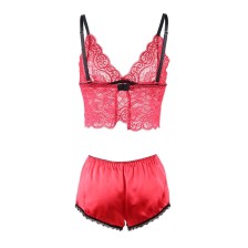SUBBLIME - 953898 CAMICIA DA NOTTE IN SETA E PIZZO + SLIP ROSSO S/M
