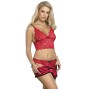 SUBBLIME - 953904 CAMICIA DA NOTTE IN SETA E PIZZO + SLIP ROSSO L/XL