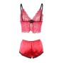 SUBBLIME - 953904 CAMISOLA DE SEDA E RENDA + CALCINHA VERMELHA L/XL