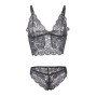 SUBBLIME - 953911 CAMICIA DA NOTTE IN SETA E PIZZO + SLIP NERO S/M