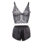 SUBBLIME - 953928 SILK AND LACE NIGHTGOWN + PANTIES BLACK L/XL