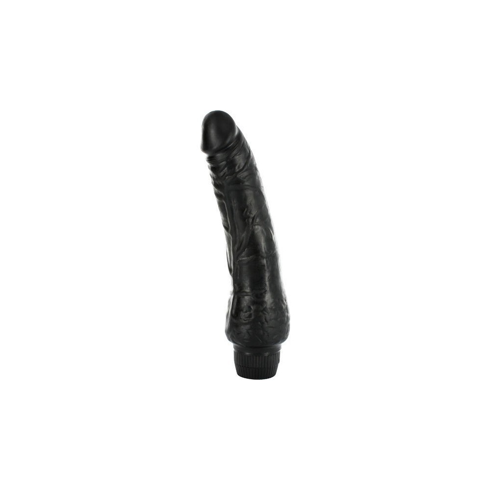 SEVEN CREATIONS - VIBRADOR VINIL P-SHAPE PÊNIS PRETO 20 CM