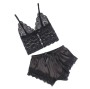 SUBBLIME - 953942 VESTAGLIA DA NOTTE CASUAL IN SETA + PANTALONI IN PIZZO NERO L/XL