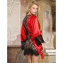 SUBBLIME - 954024 CARACO DOS TRANSPARENT EN DENTELLE + STRING ROUGE/NOIR L/XL