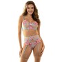 SUBBLIME - 954109 SOUTIEN-GORGE + CULOTTE AVEC PORTE-JARRETELLES MOTIF FLORAL BLEU S/M