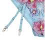 SUBBLIME - 954109 SOUTIEN-GORGE + CULOTTE AVEC PORTE-JARRETELLES MOTIF FLORAL BLEU S/M