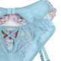 SUBBLIME - 954116 SOUTIEN-GORGE + CULOTTE AVEC PORTE-JARRETELLES MOTIF FLORAL BLEU L/XL