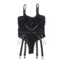 SUBBLIME - 954260 BODY COM CORRENTES + CINTA-LIGA PRETO S/M