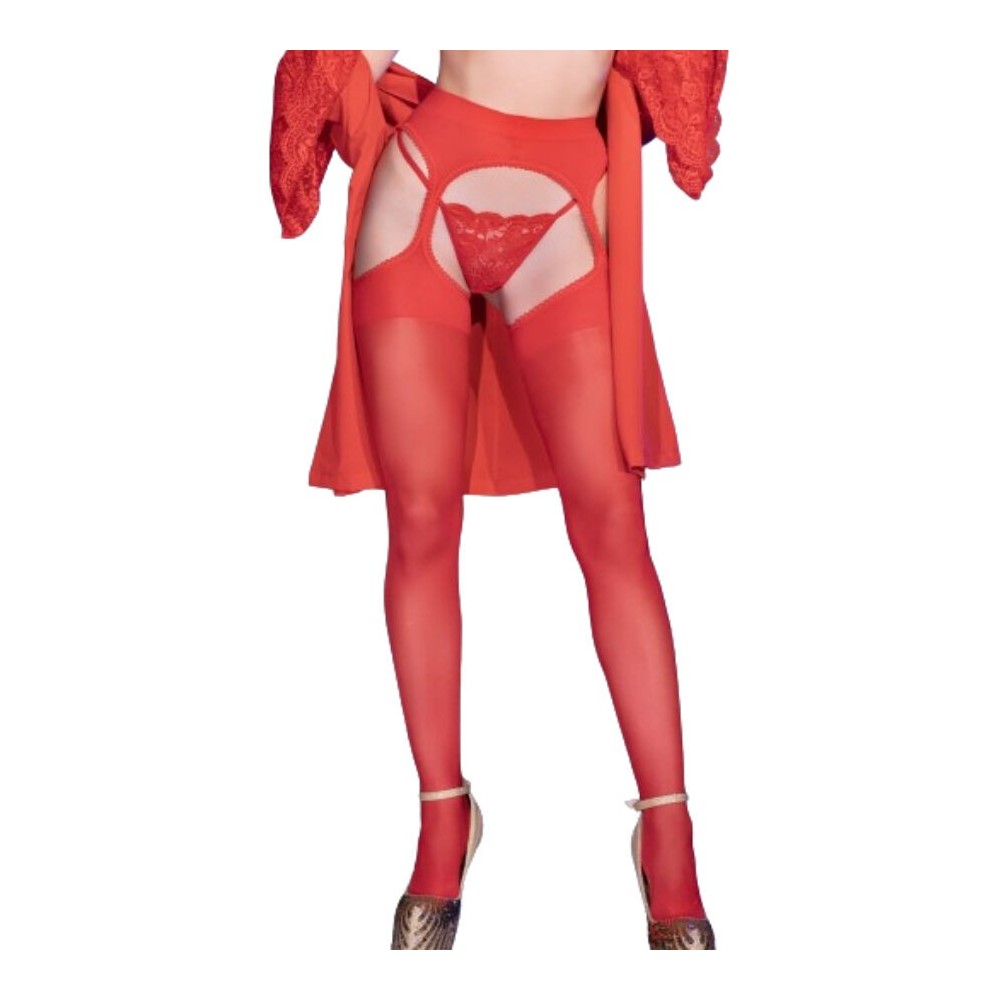 CHILIROSE - CR 4312 GARTER STOCKINGS RED S/M