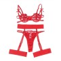 SUBBLIME - 954338 SUTIÃ COM ESTAMPA DE CORAÇÃO + TANGA + CINTO-LIGA VERMELHO L/XL