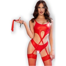 CHILIROSE - CR 4625 CONJUNTO QUATRO PEÇAS CROTCHLESS VERMELHO M