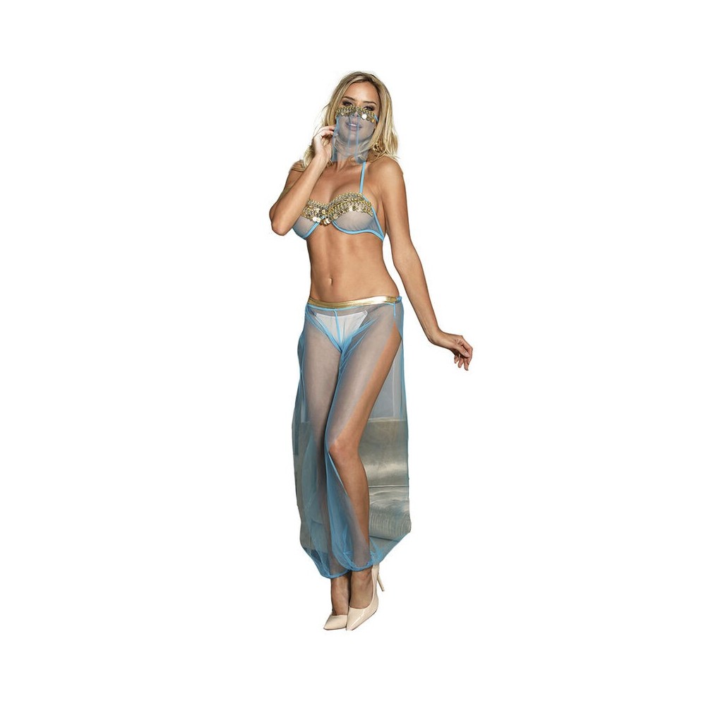 SUBBLIME - INDIEN-STIL BLAUES DESSOUS-SET L/XL