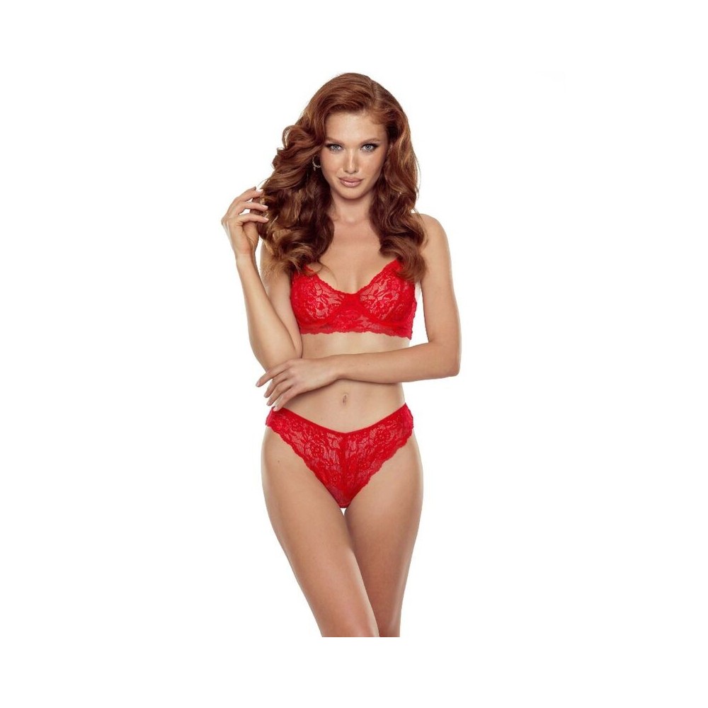 PASSION - DENELIA SET THONG + BRA RED S/M