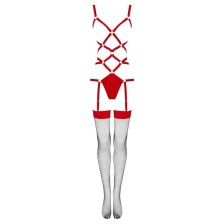 LIVCO CORSETTI FASHION - THIARA LC 20213 SET BODY + STOCKINGS RED S/M