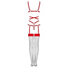 LIVCO CORSETTI FASHION - THIARA LC 20213 SET BODY + STOCKINGS RED S/M