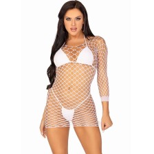 LEG AVENUE - ROBE EN FILET À MANCHES LONGUES BLANC TAILLE UNIQUE