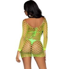 LEG AVENUE - LONG SLEEVE NET DRESS GREEN ONE SIZE